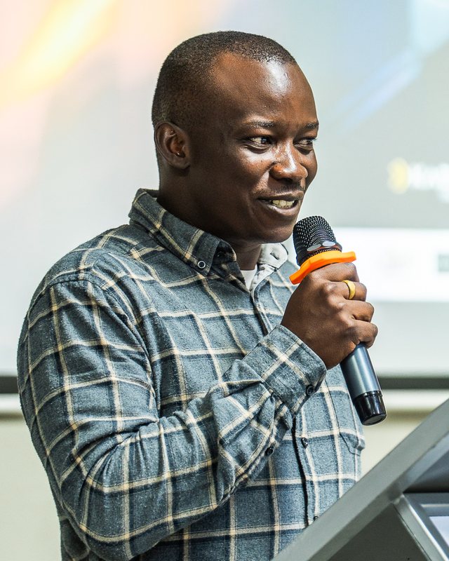 Paul Kidero speaking at an event